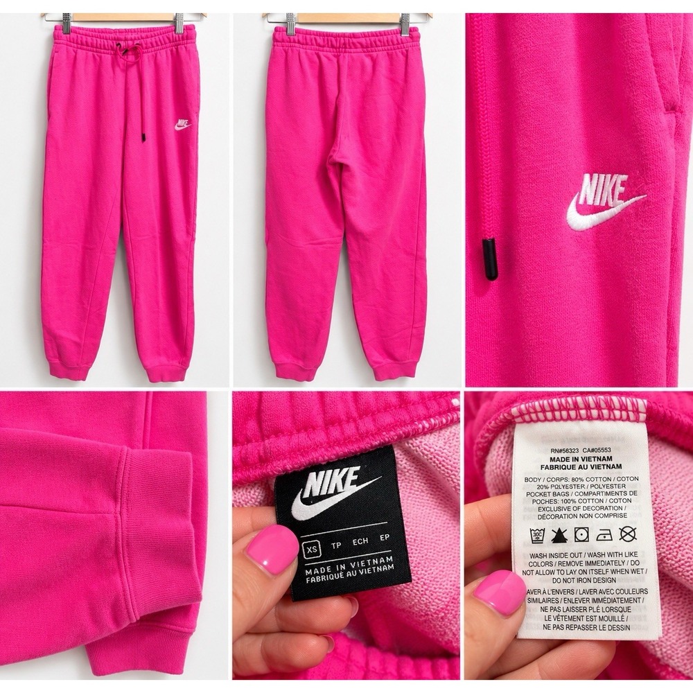 Nike Womens Hot Pink Fleece Jogger Sweatpants Size XS Logo
